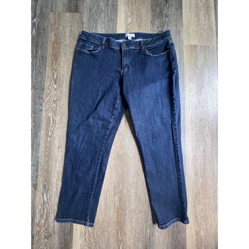 Liz Claiborne‎ Boyfriend Jeans Womens 16 Dark Blue Denim Relaxed Straight Leg